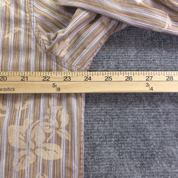 Tommy Bahama Shirt Large Brown Floral Long Sleeve Button Up Silk Blend - Picture 4 of 7